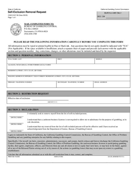 Self Exclusion Removal .